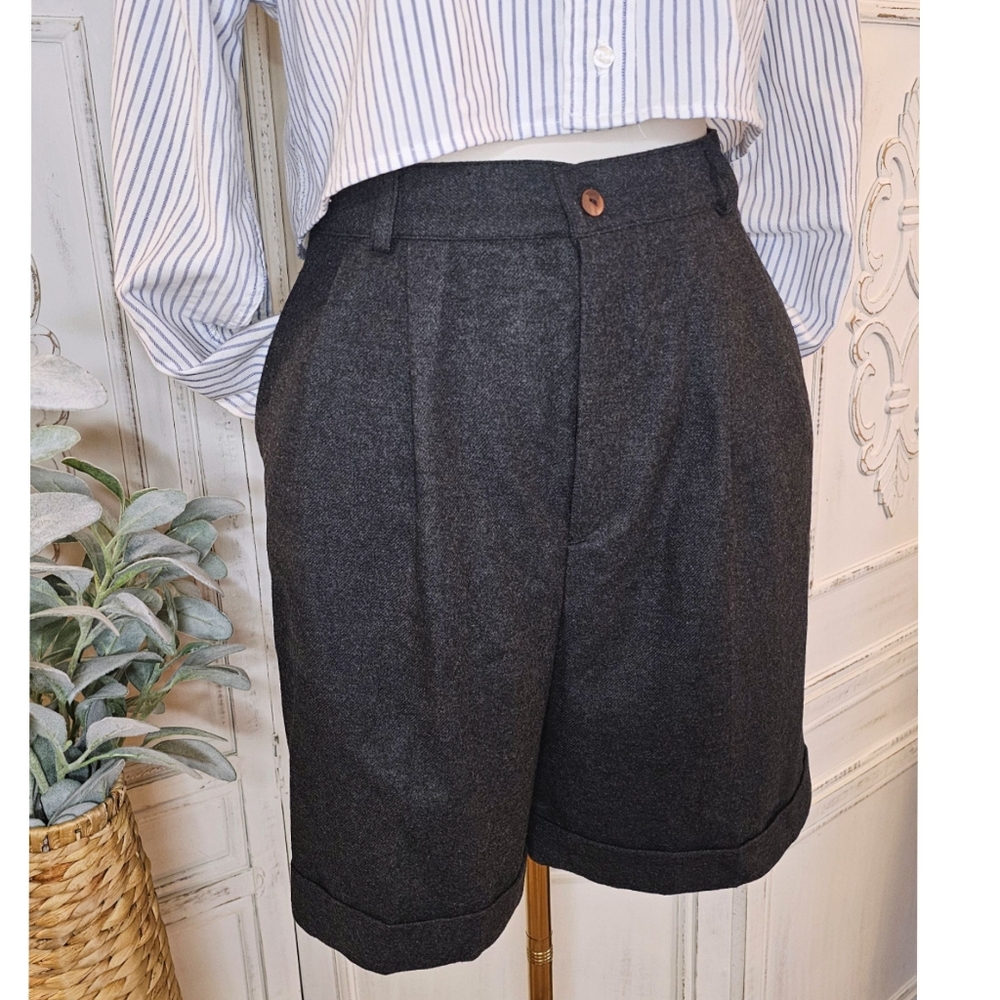 Vintage Signature Expressions Wool Blend Charcoal Grey Taylored Short Pants